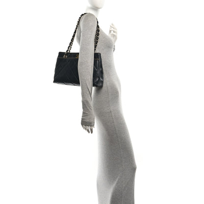 Chanel Calfskin Quilted Perforated Edge Tote  Black 2 of 10