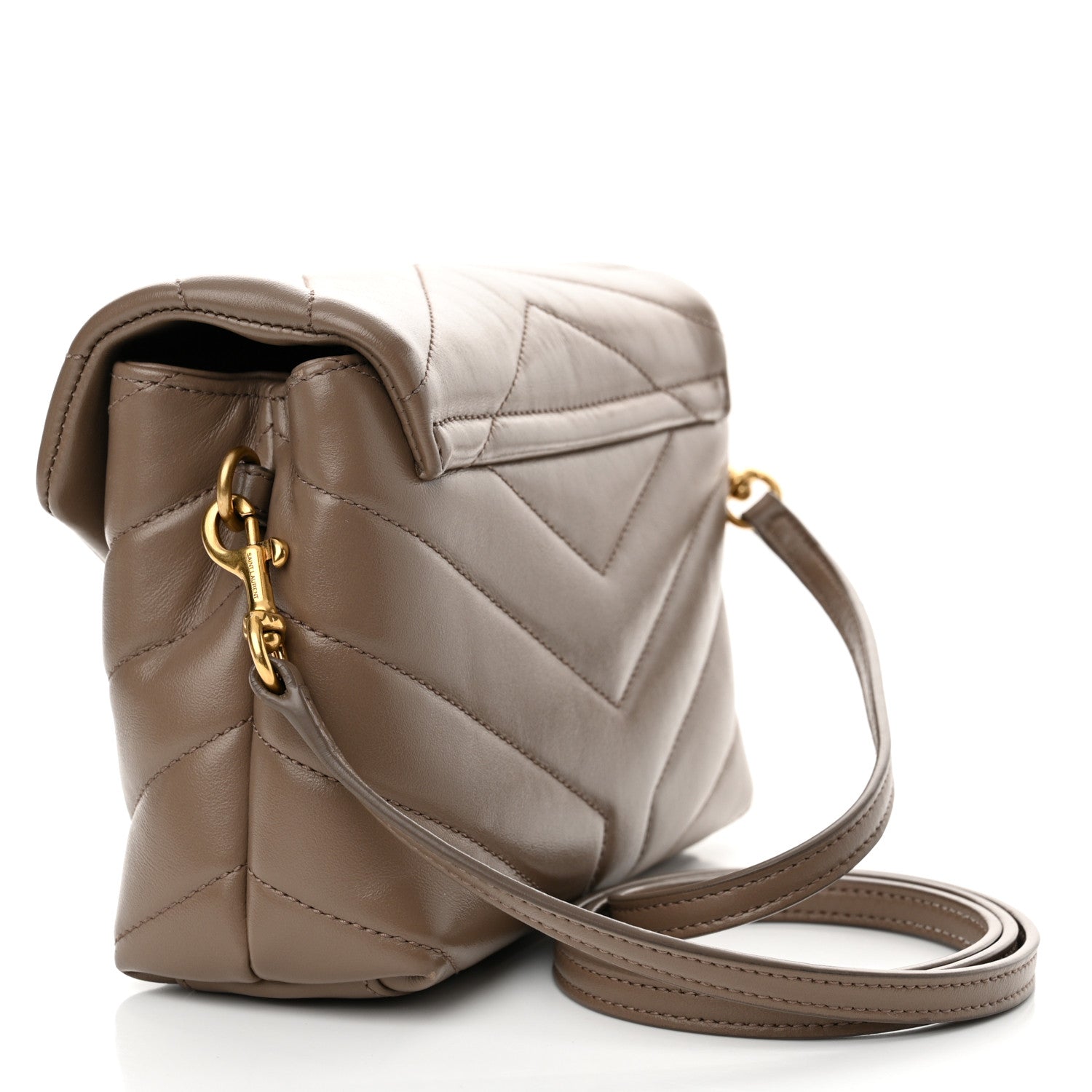 Saint Laurent Calfskin Y Quilted Monogram Toy Loulou Crossbody Bag Dark Beige 2 of 13