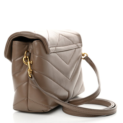 Saint Laurent Calfskin Y Quilted Monogram Toy Loulou Crossbody Bag Dark Beige 2 of 13