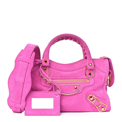 Balenciaga Baby Daim Suede Gold Metallic Edge Hardware Mini City Rose Fluo 1 of 16