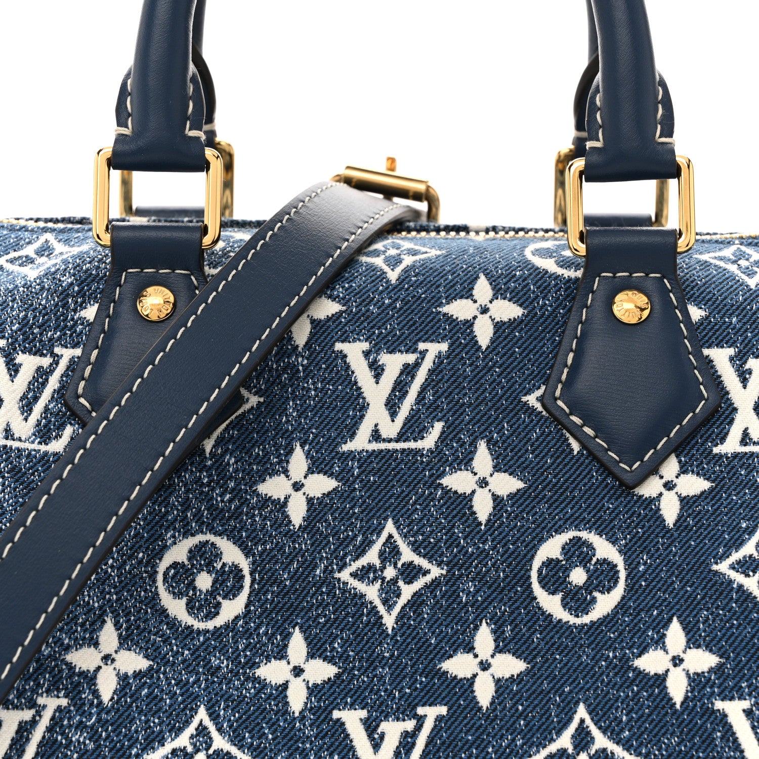 Louis Vuitton Monogram Jacquard Denim Speedy Bandouliere 25 Bleu 7 of 9
