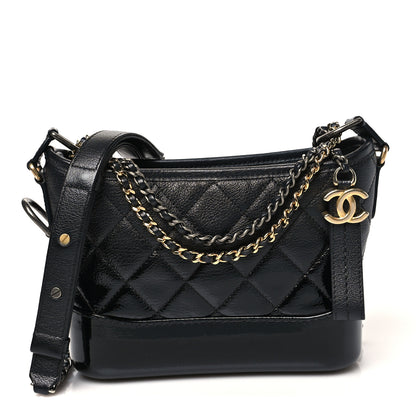 Chanel Patent Goatskin Quilted Small Gabrielle Hobo Black 1 of 12