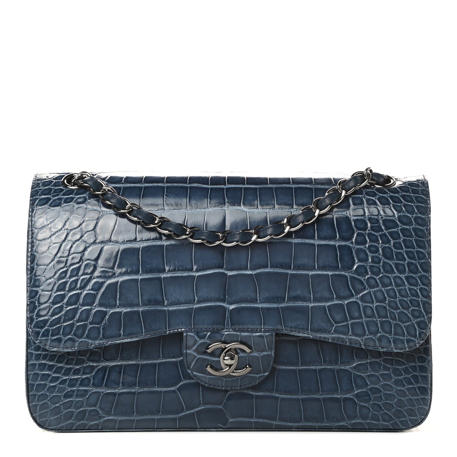 Chanel Alligator Jumbo Double Flap Blue 1 of 13