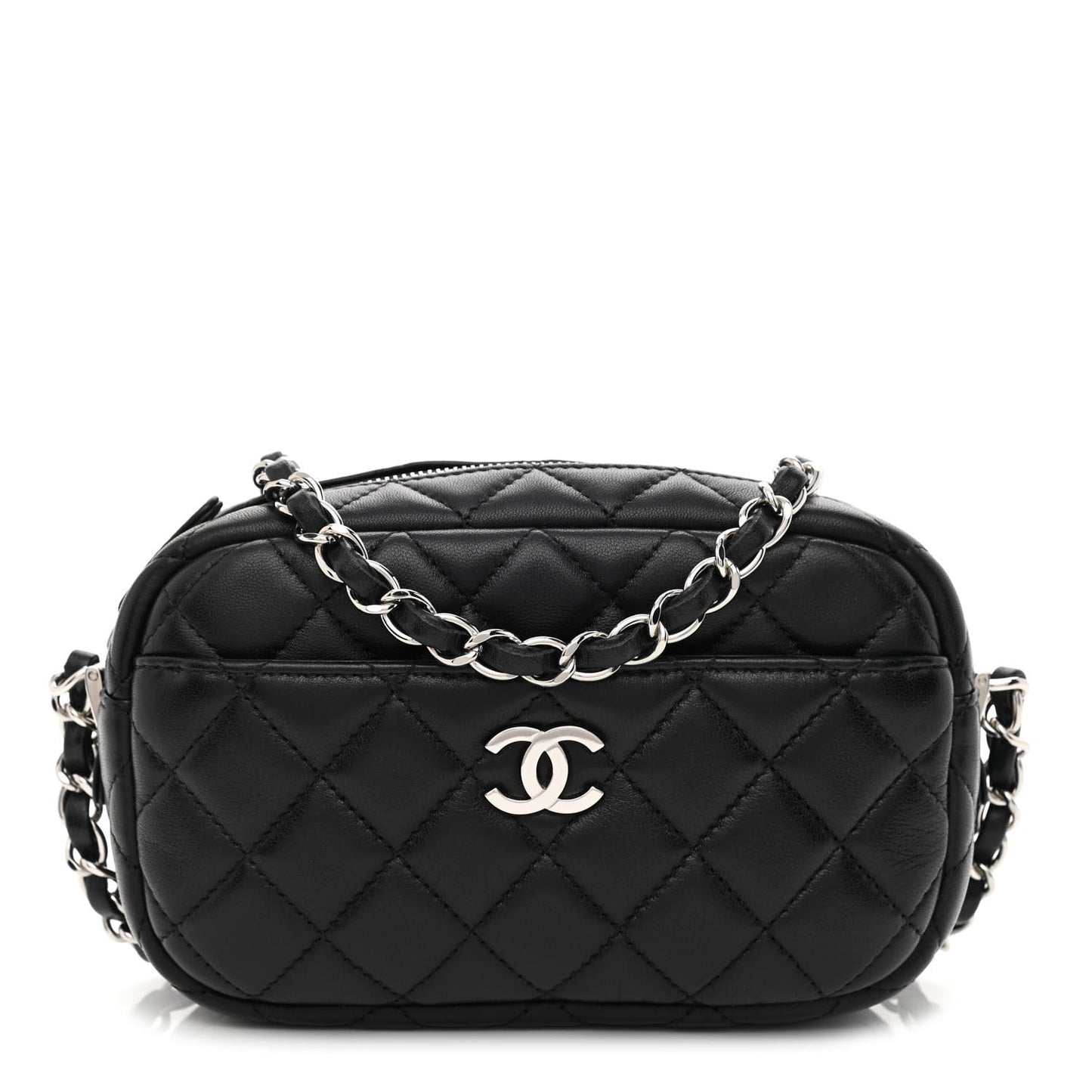 Calfskin Quilted Camera Case Black