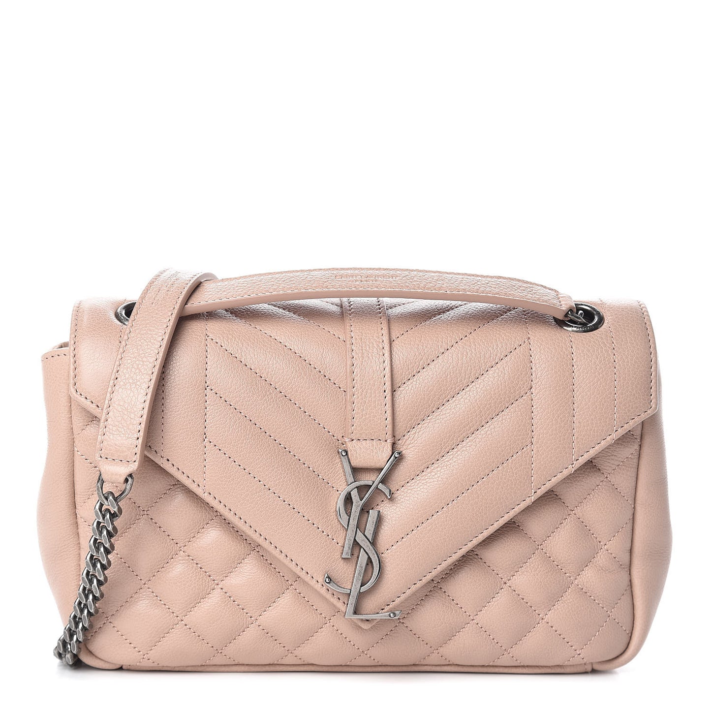 Grained Calfskin Medium Triquilt College Monogram Satchel Rose