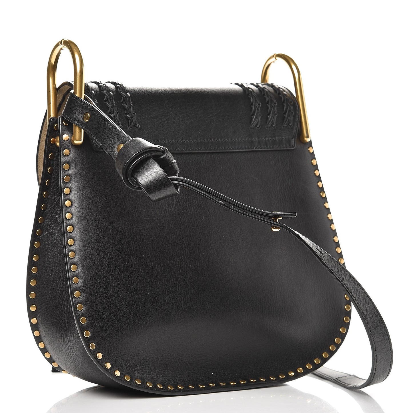 Calfskin Braided Medium Hudson Shoulder Bag Black