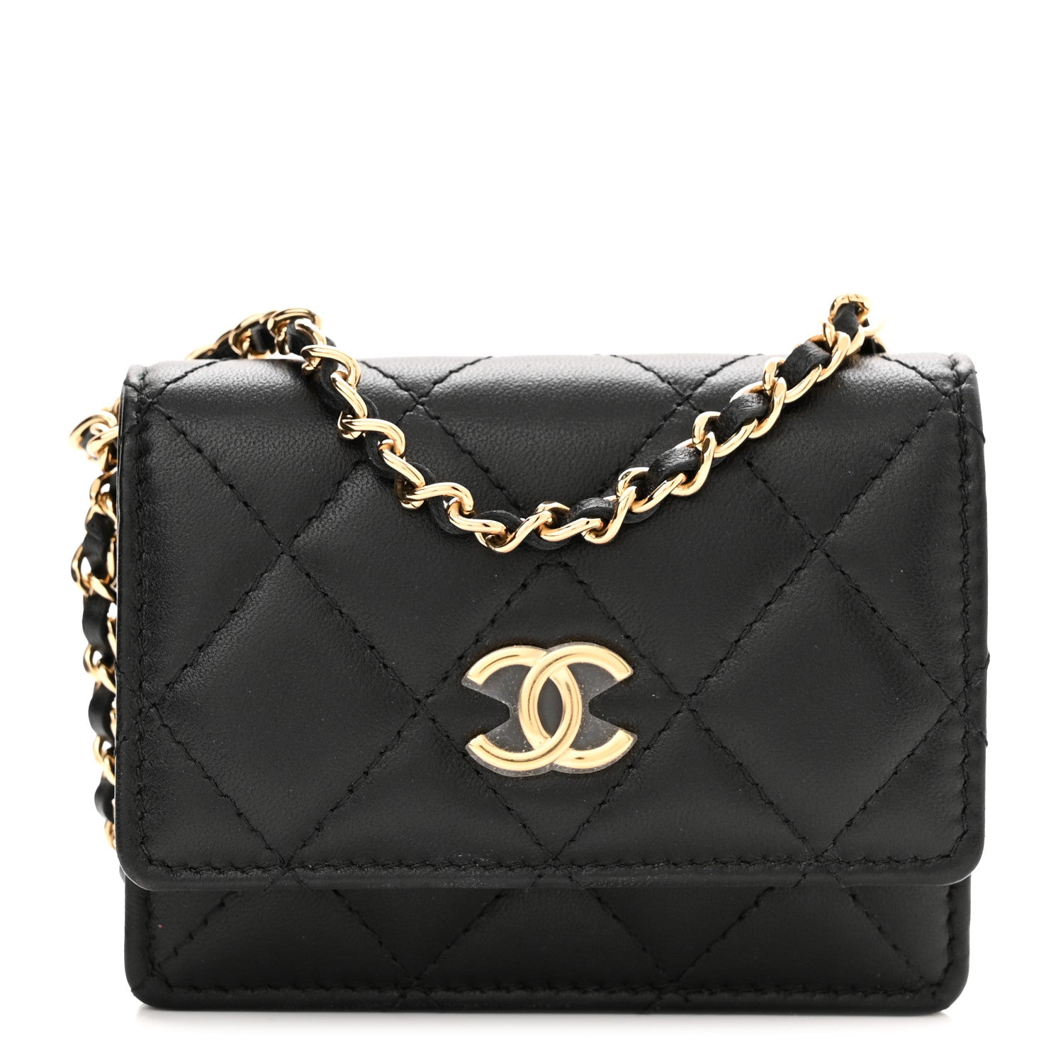 Chanel Lambskin Quilted Flap Card Holder With Cuff Black 3 of 11