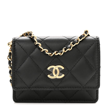 Chanel Lambskin Quilted Flap Card Holder With Cuff Black 3 of 11