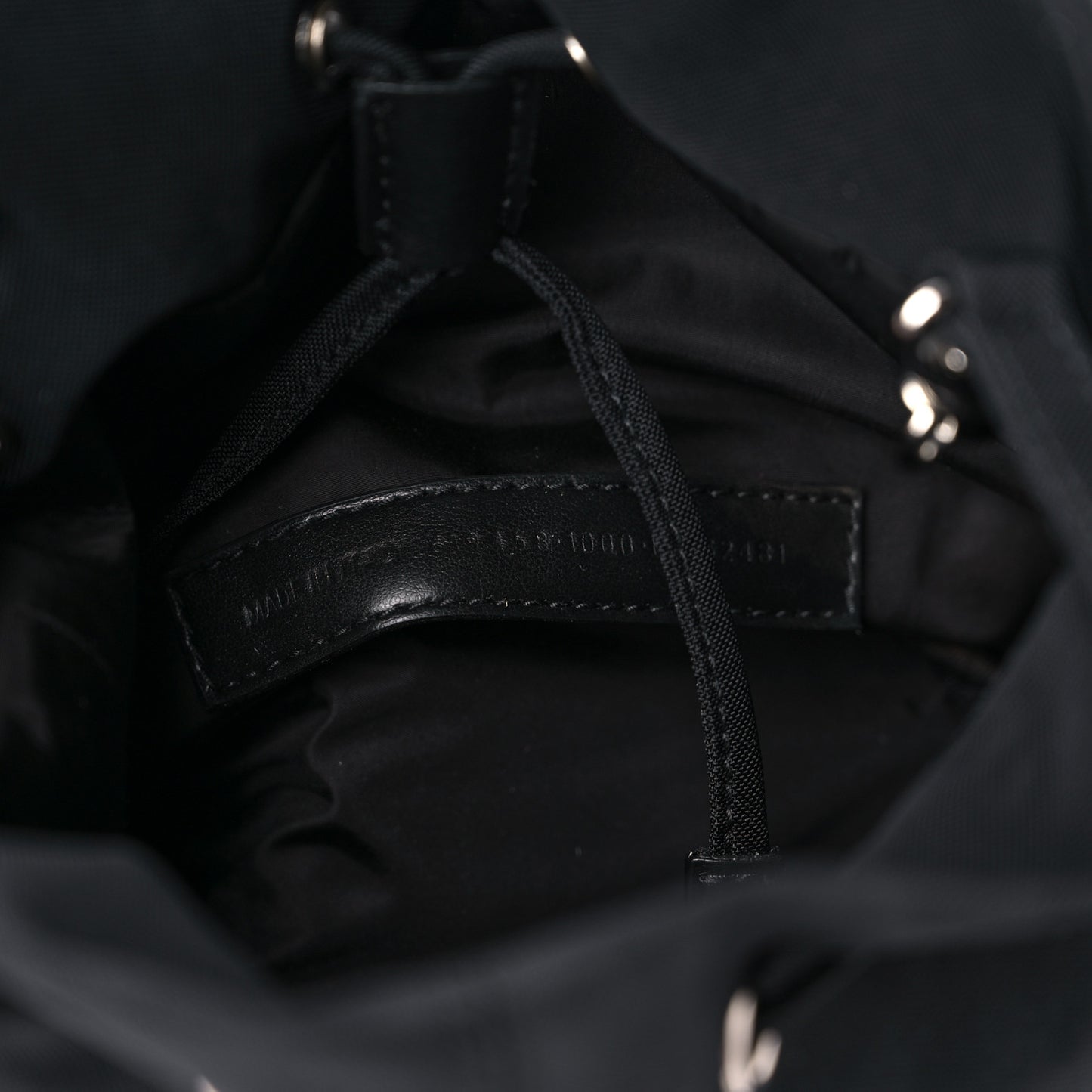 Recycled Sport Nylon Logo Embroidered Wheel Drawstring Bucket Bag XS Black