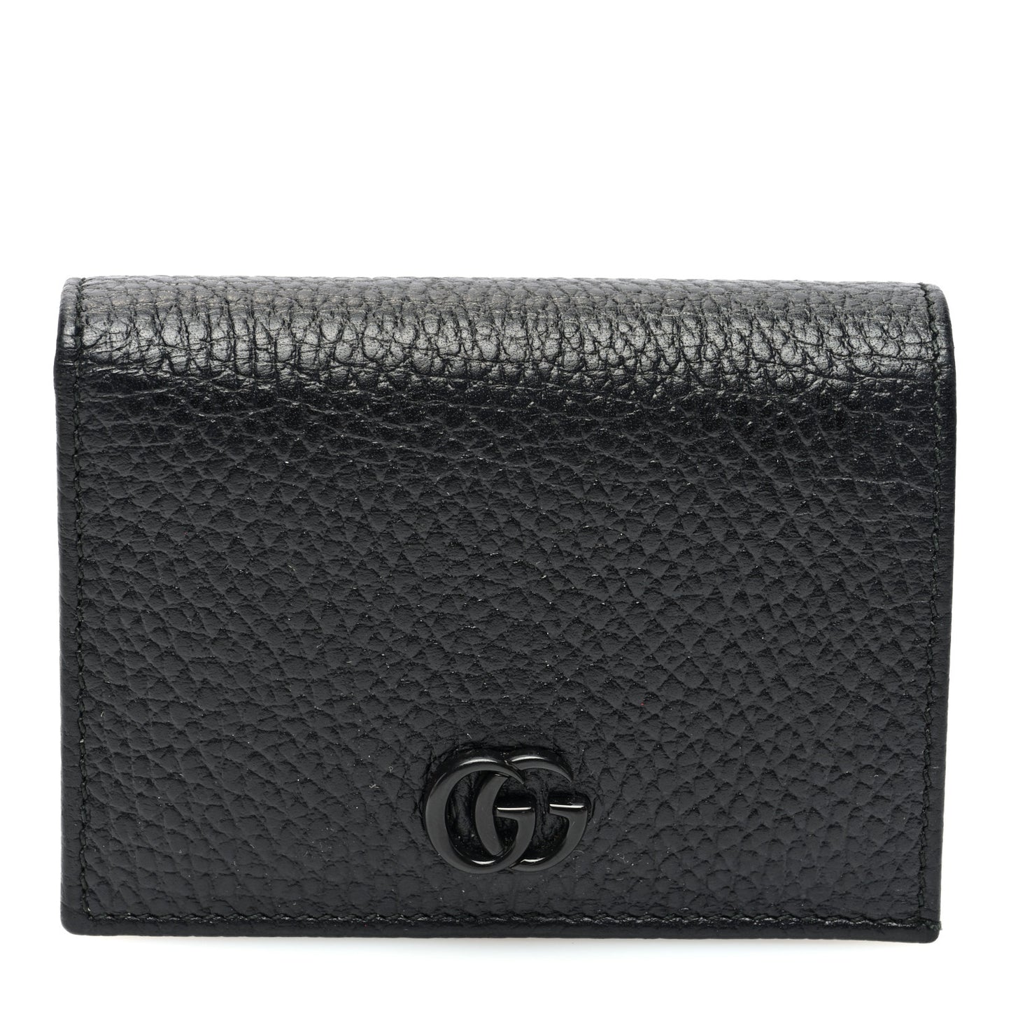 Dollar Calfskin Enamel Monochrome GG Marmont Card Case Black