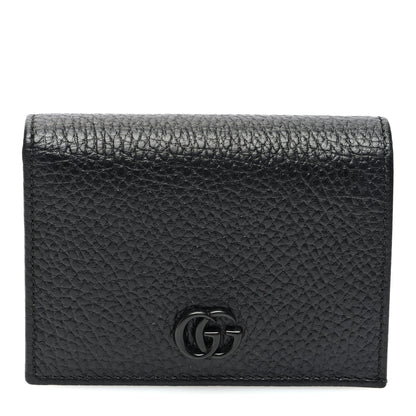 Gucci Dollar Calfskin Enamel Monochrome GG Marmont Card Case Black 1 of 7