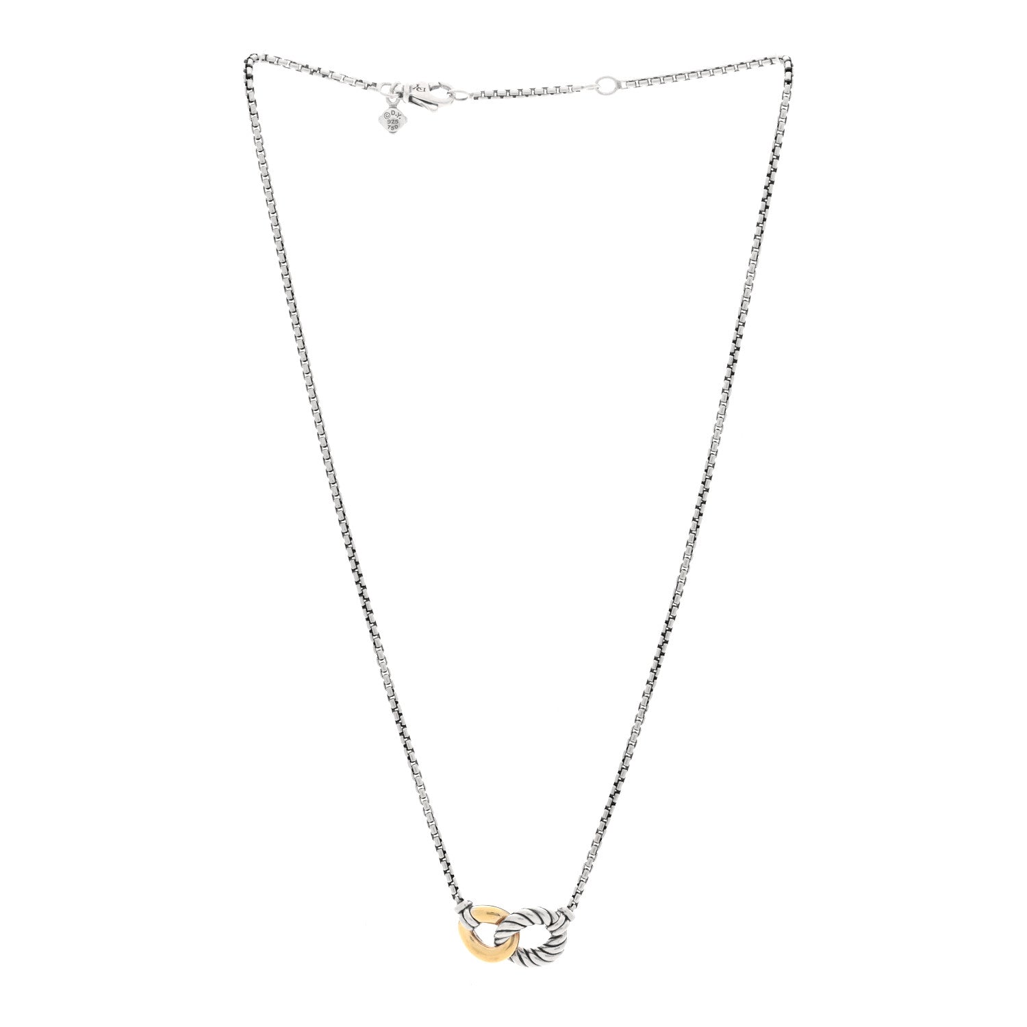 David Yurman Sterling Silver 18K Yellow Gold Belmont Pendant Necklace 3 of 4