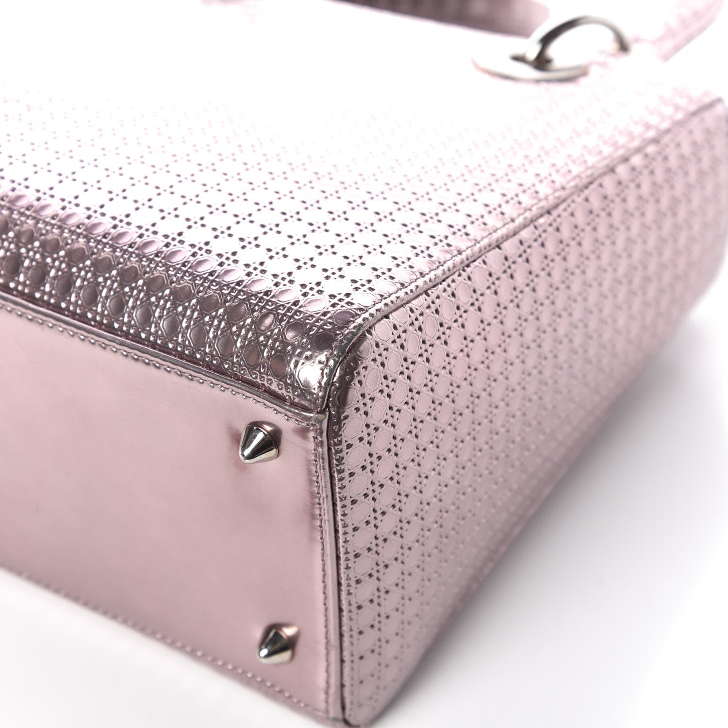 Christian Dior Metallic Patent Micro-Cannage Medium Lady Dior Pink 13 of 17