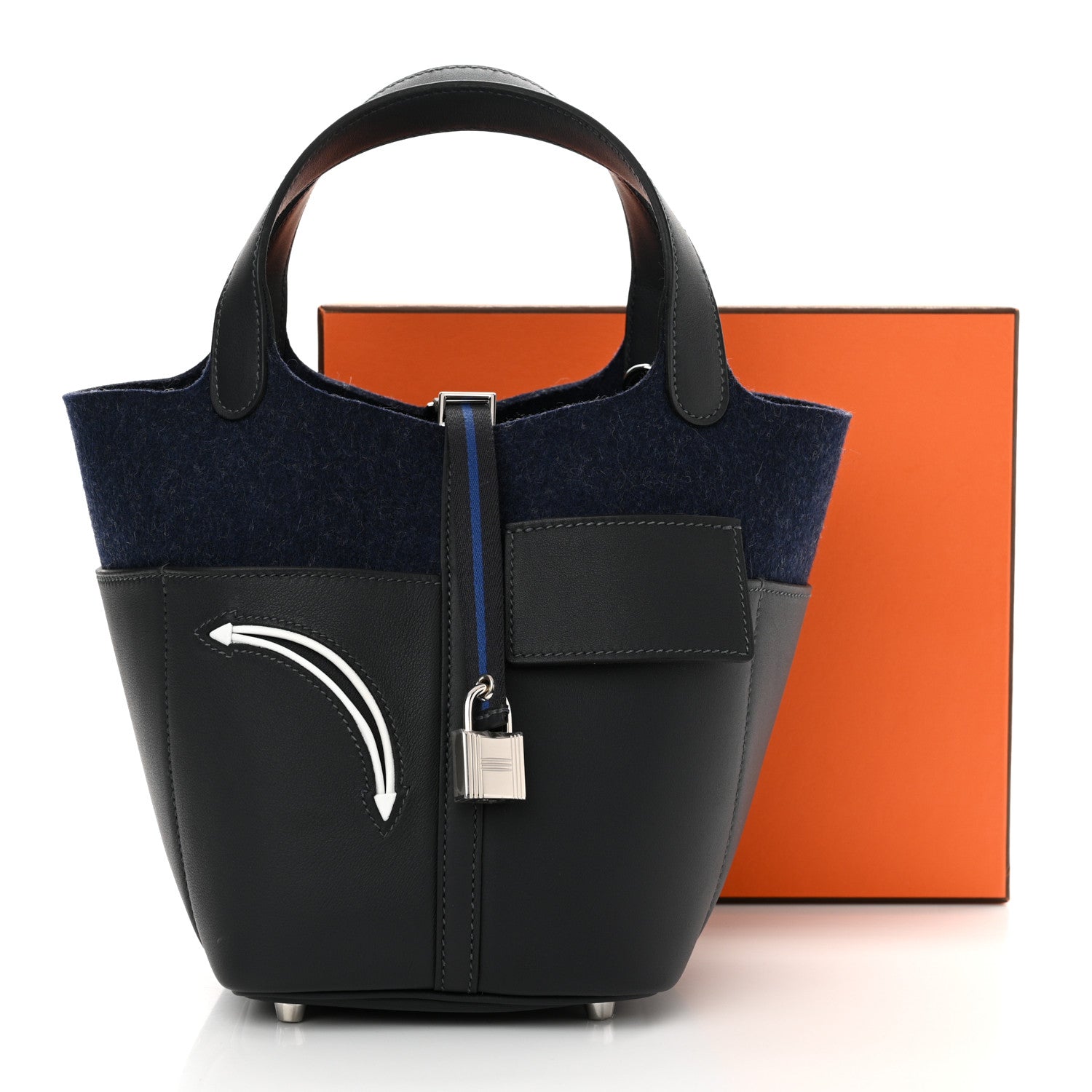Hermes Wool Felt Swift Go Team Picotin Lock 18 Caban Bleu Nuit 11 of 11