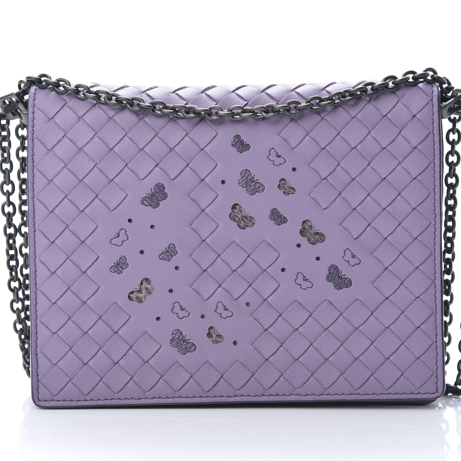 Bottega Veneta Nappa Ayers Intrecciato Butterfly Chain Wallet Lilac 8 of 10