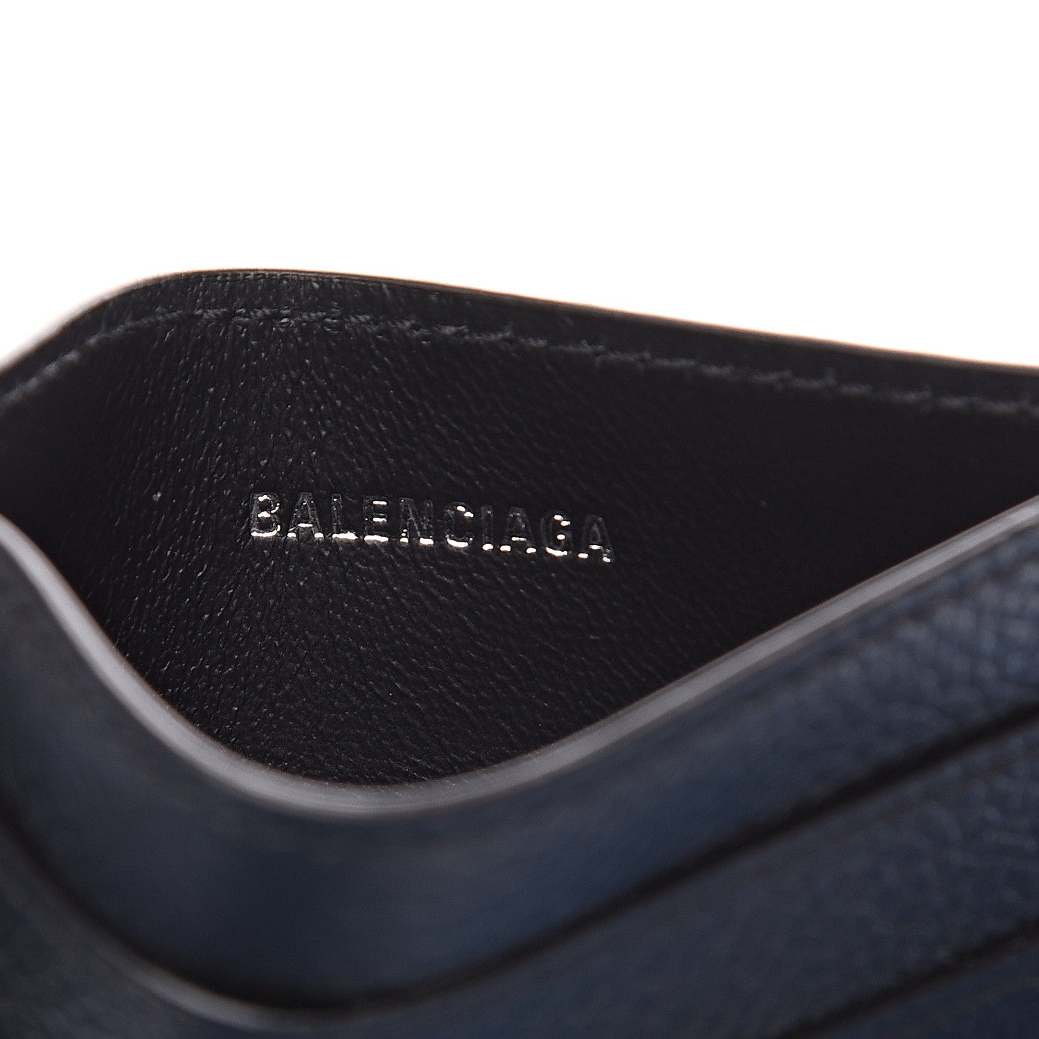 Balenciaga Grained Calfskin Logo Cash Rounded Card Holder Black White 4 of 5