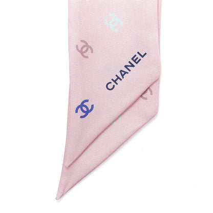 Chanel Silk Heart CC Slim Bandeau Scarf Pink 3 of 4