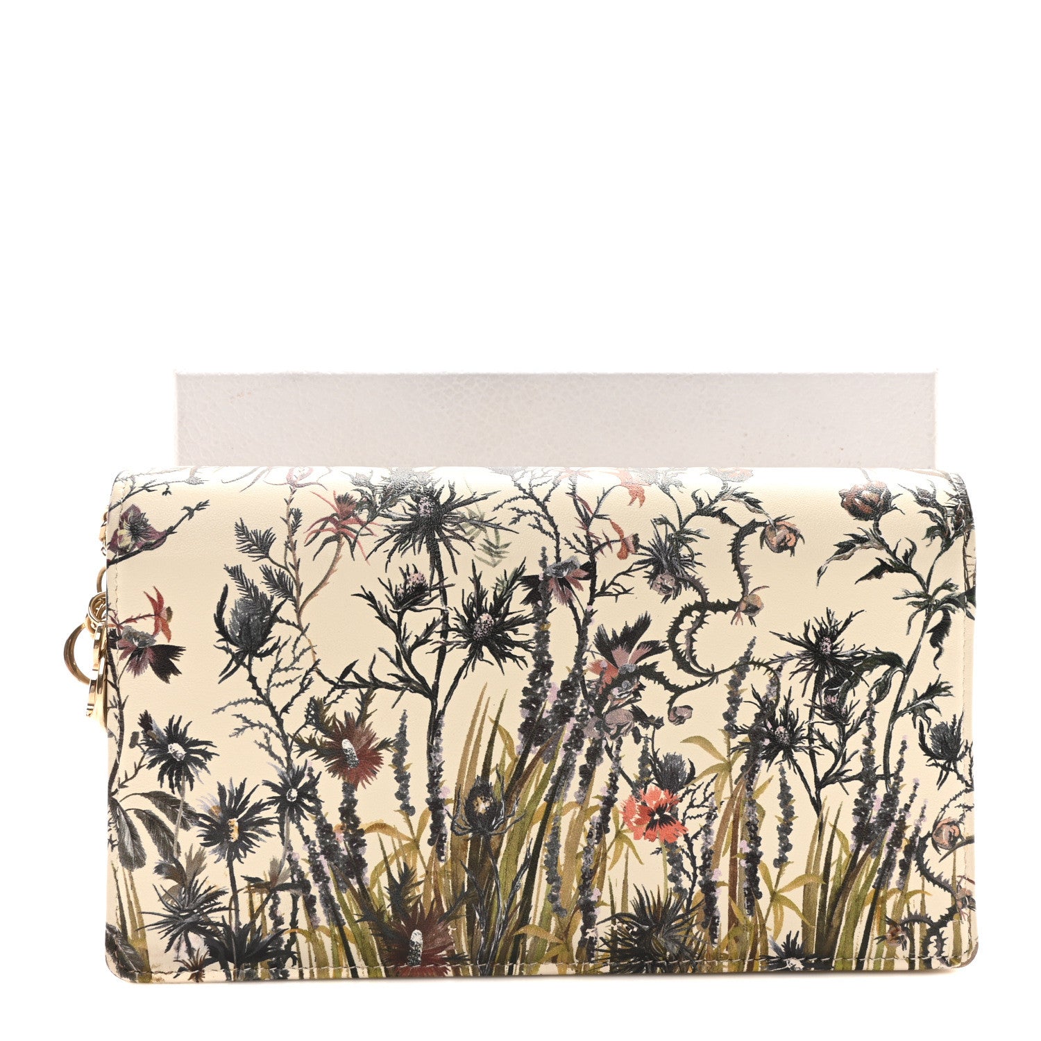Christian Dior Calfskin Floral Print Lady Dior Pouch Latte Multi 10 of 10