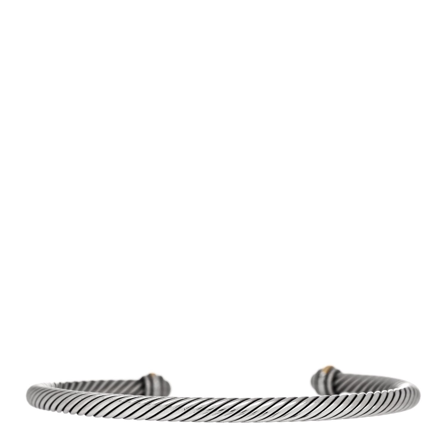 David Yurman Sterling Silver 18K Yellow Gold 4mm Cable Classics Bracelet 2 of 4