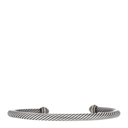 David Yurman Sterling Silver 18K Yellow Gold 4mm Cable Classics Bracelet 2 of 4