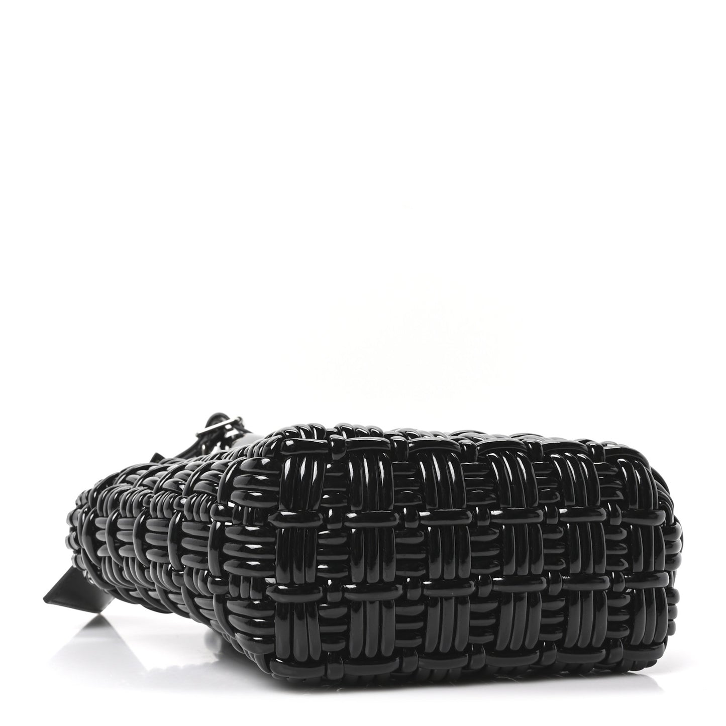 Faux Calfskin Braided Varnished XXS Bistro Basket Black