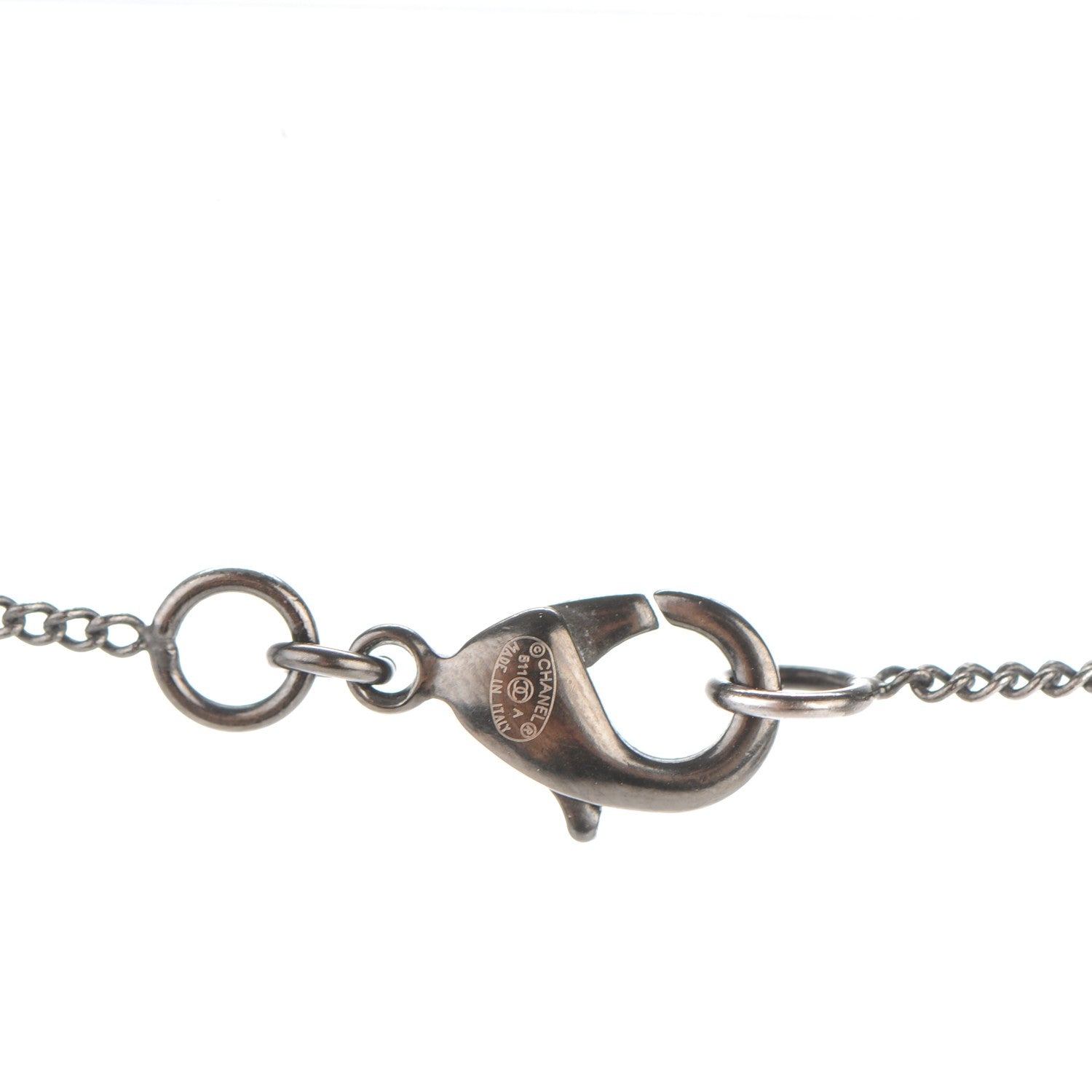 Chanel Ruthenium Baguette Crystal CC Necklace Black 4 of 4