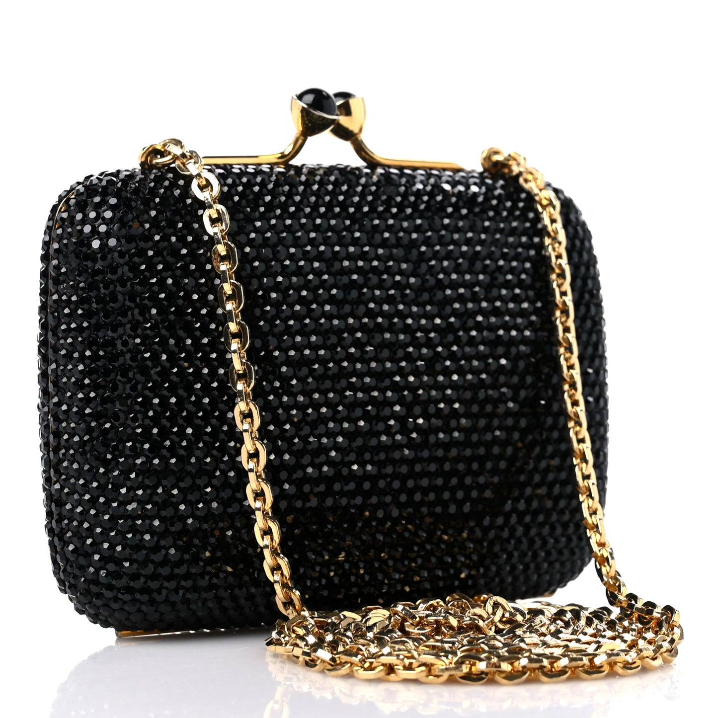 Swarovski Crystal Minaudiere Clutch Black