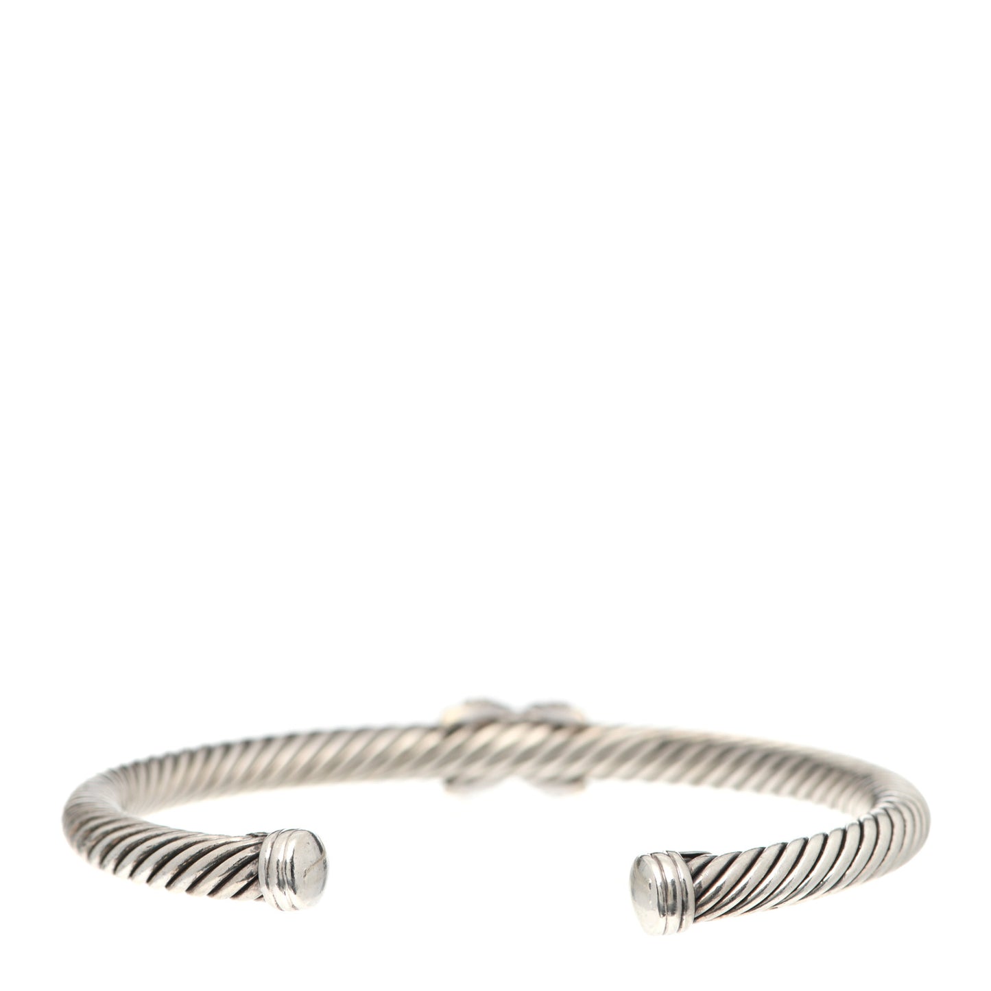 Sterling Silver 18K White Gold Diamond Pave 5mm X Cable Bracelet