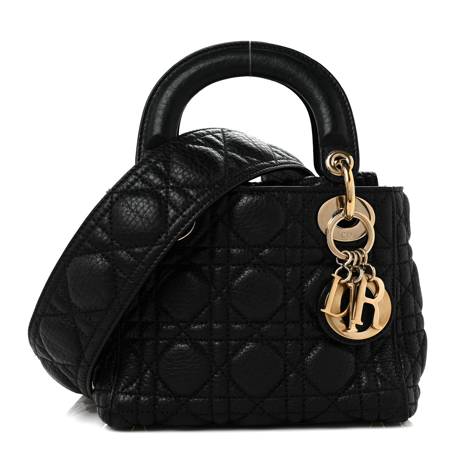 Christian Dior Calfskin Cannage Mini Lady Dior Black 2 of 17
