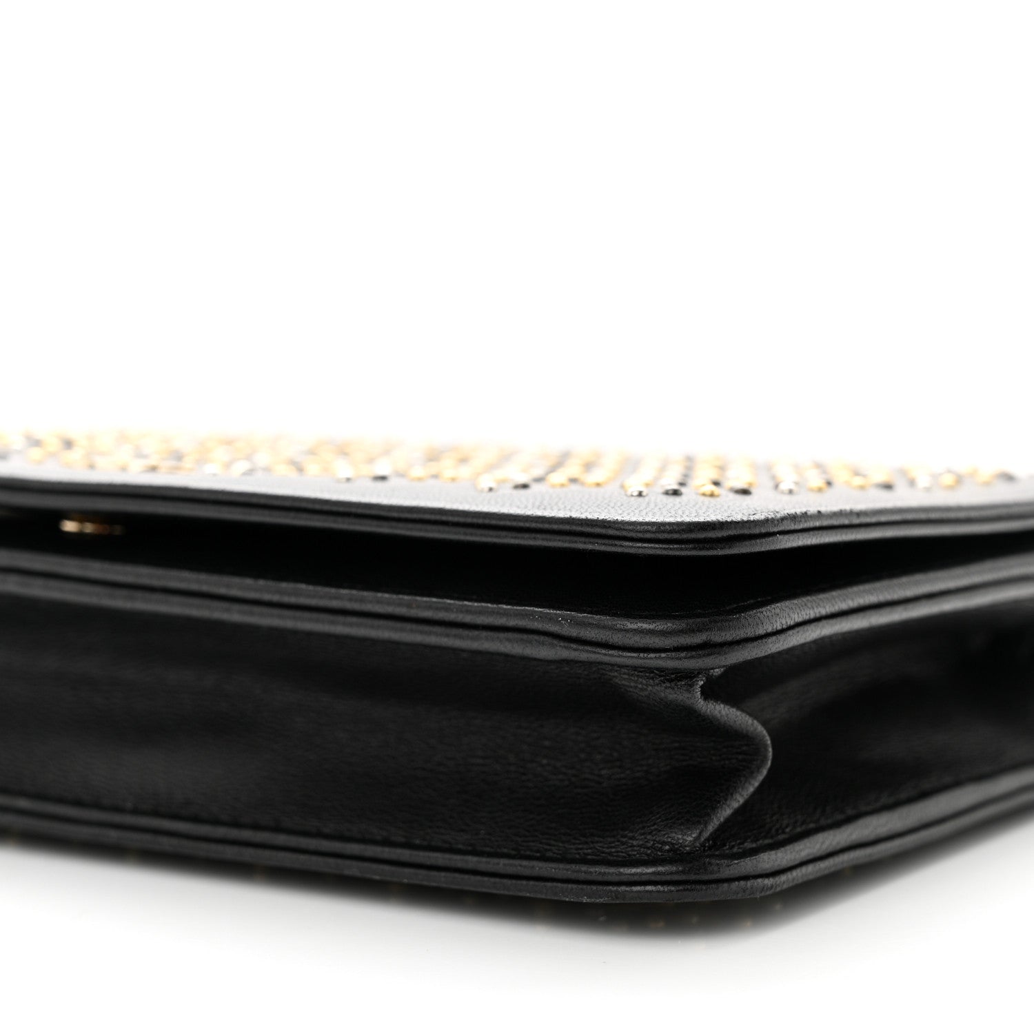 Chanel Lambskin Studded Wallet On Chain WOC Black 11 of 13