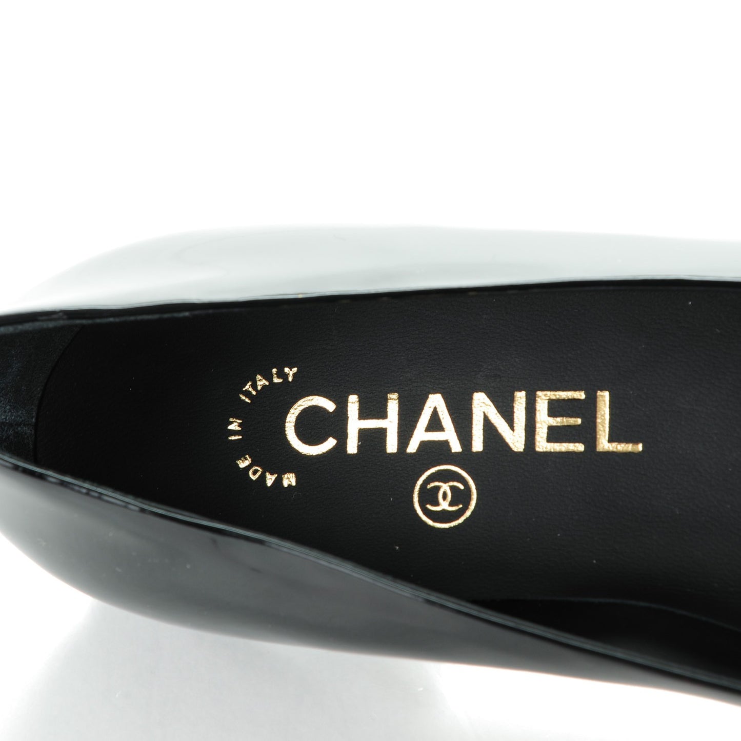 Patent Calfskin CC Cap Toe Flats 35 Black