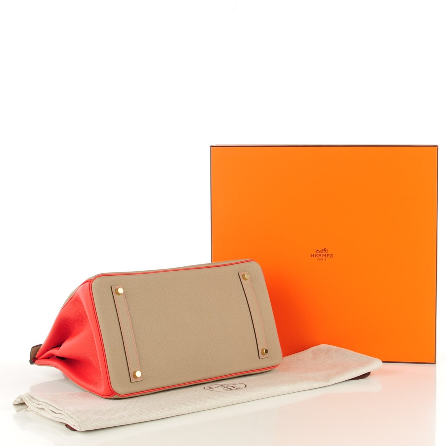 Togo Bi Color Horseshoe Birkin 35 Rouge Pivoine Gris Tourterelle