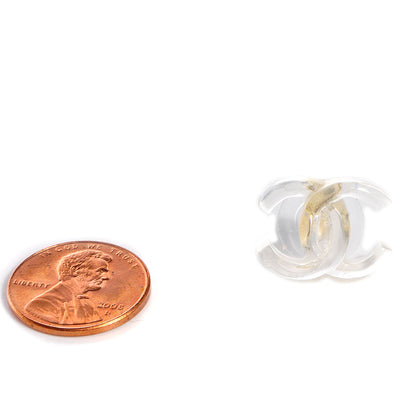 Chanel Acrylic CC Earrings Translucent 2 of 4