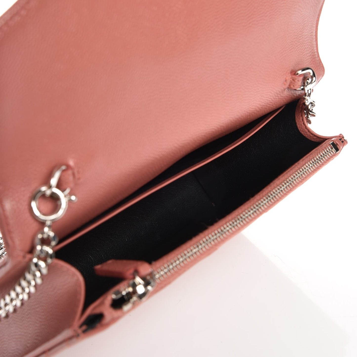 Grain De Poudre Matelasse Chevron Monogram Envelope Chain Wallet Blush Fonce