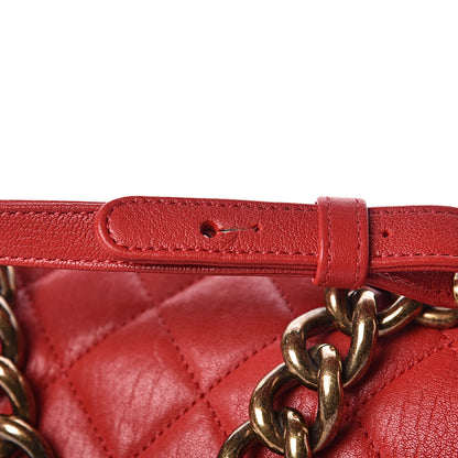 Chanel Shiny Sheepskin Quilted Large Trapezio Flap Red 10 of 15