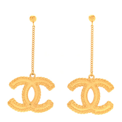 Chanel CC Drop Earrings Matte Gold 1 of 4
