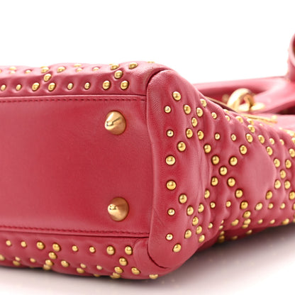 Christian Dior Lambskin Cannage Studded Small Supple Lady Dior Red 9 of 9