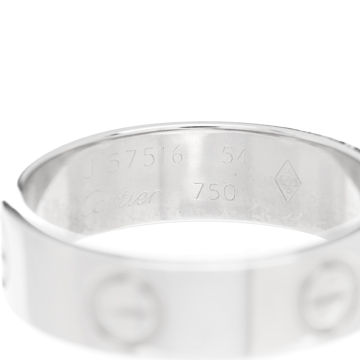 18K White Gold 5.5mm LOVE Ring 54 6.75