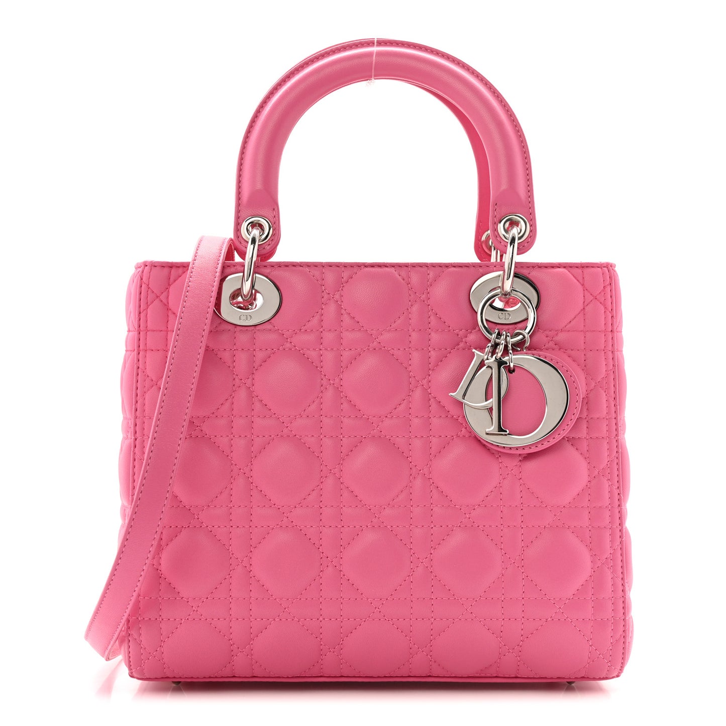 Lambskin Cannage Medium Lady Dior Fuchsia