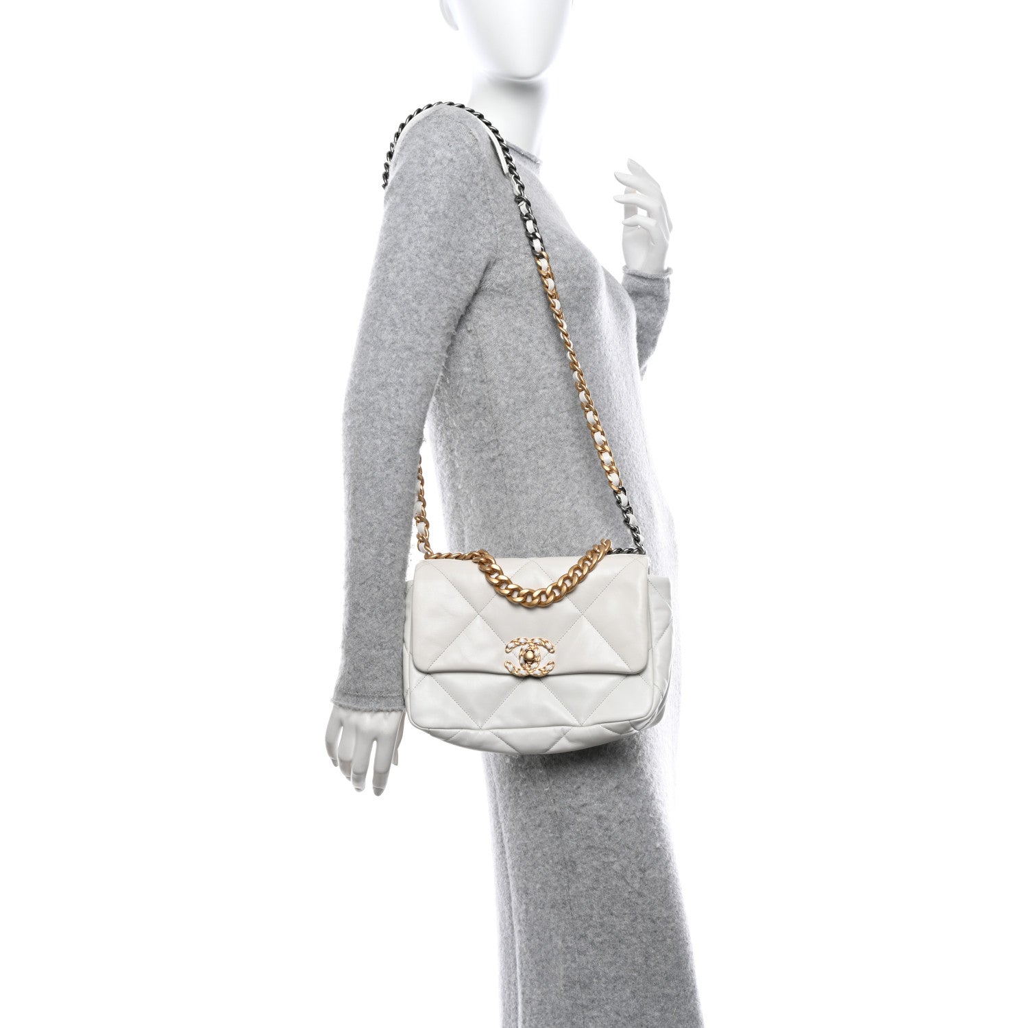 Chanel Lambskin Quilted Medium Chanel 19 Flap White 3 of 11