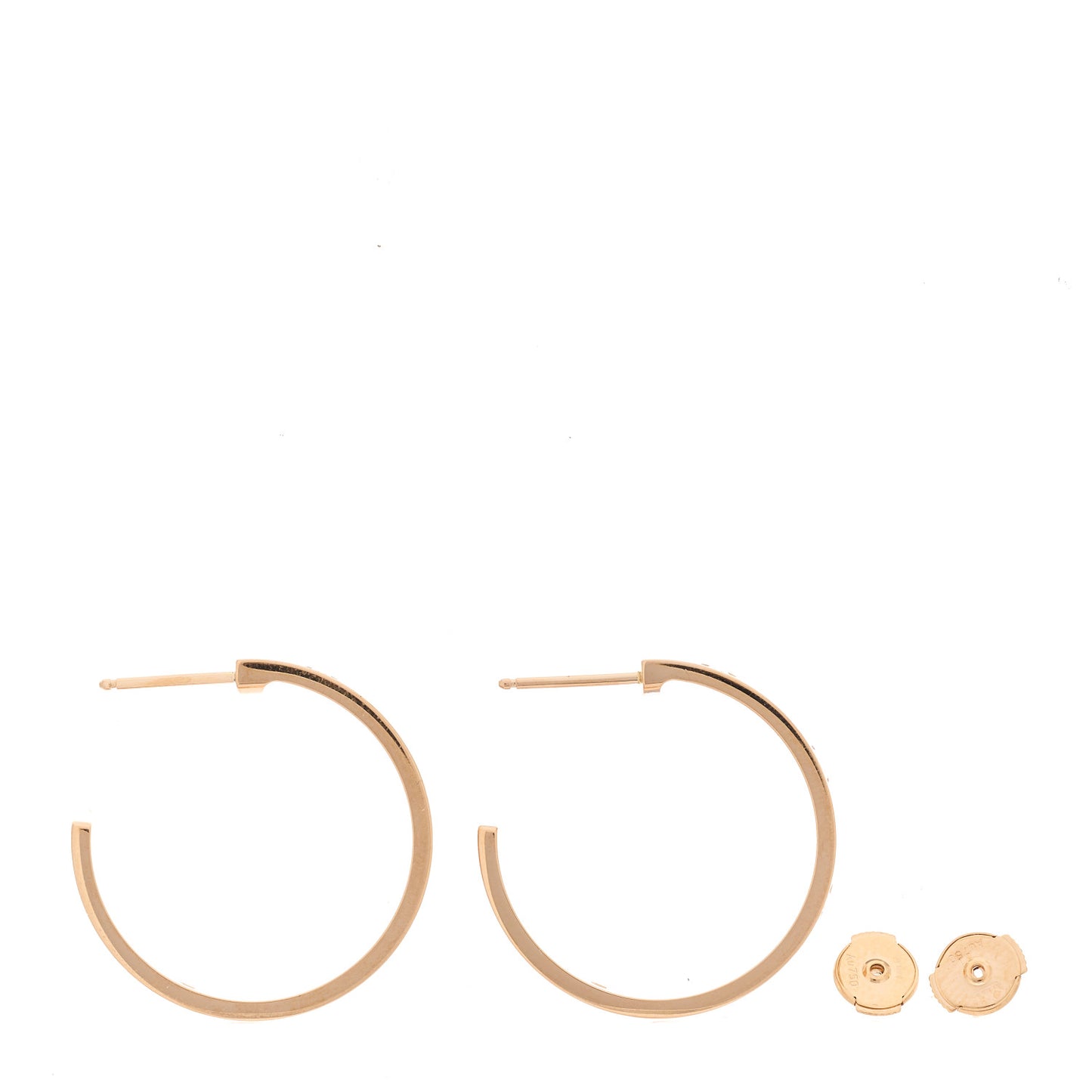 18K Pink Gold 3 Diamond 3.5mm LOVE Hoop Earrings