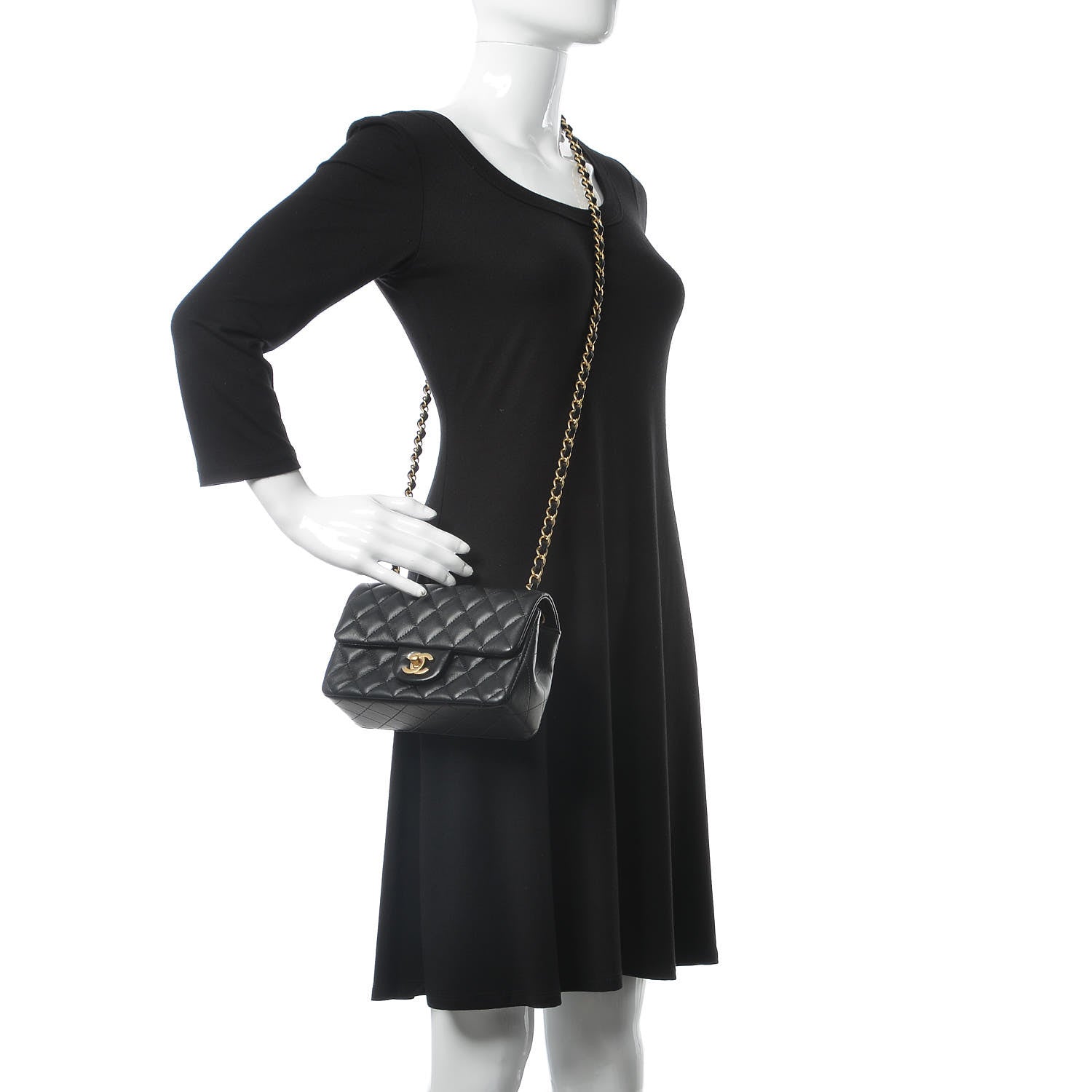 Chanel Lambskin Quilted Mini Rectangular Flap Black 2 of 8