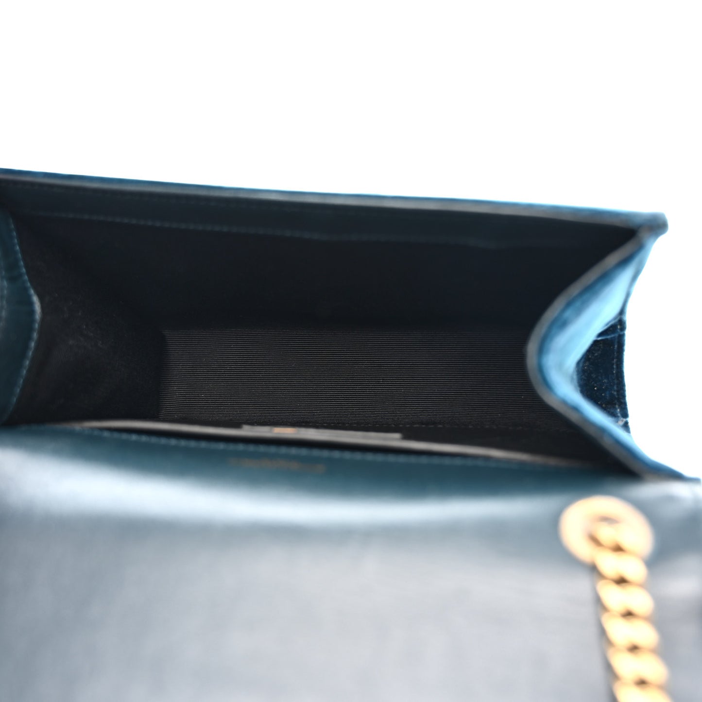 Velvet Small Classic Monogram Kate Tassel Satchel Blue