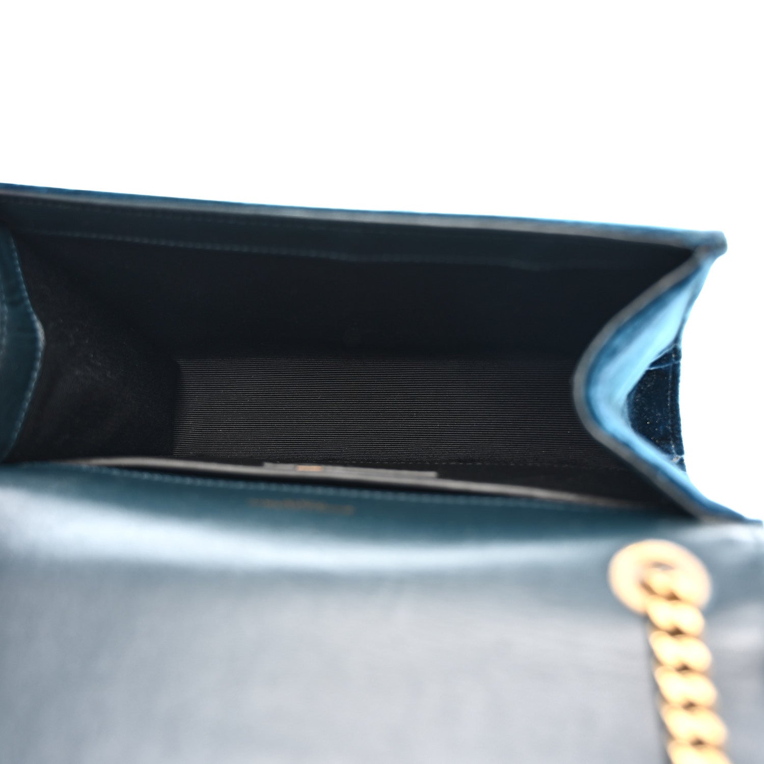 Saint Laurent Velvet Small Classic Monogram Kate Tassel Satchel Blue 5 of 21