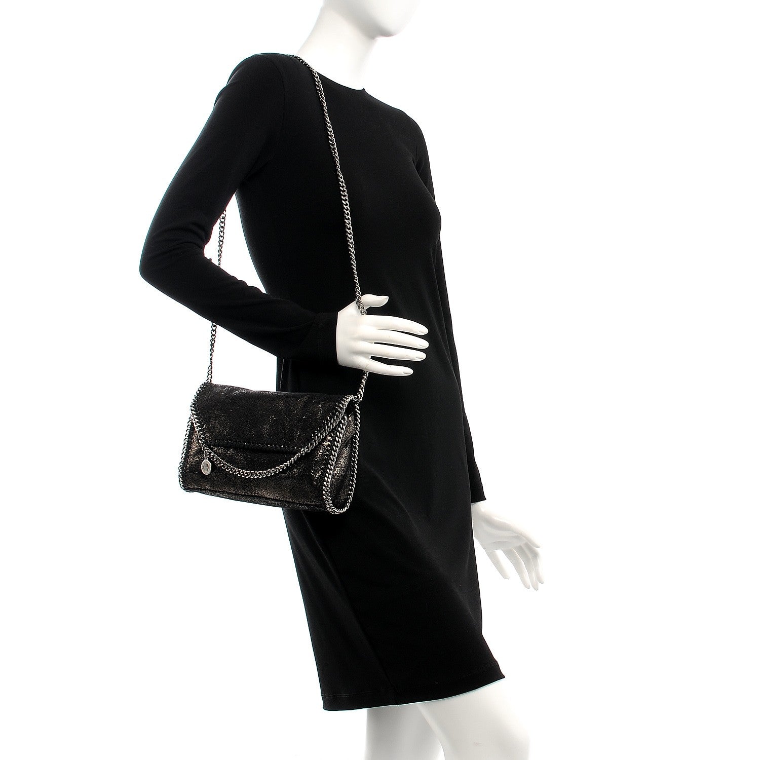 Stella McCartney Chamois Shiny Dotted Falabella Mini Crossbody Ruthenium 2 of 8