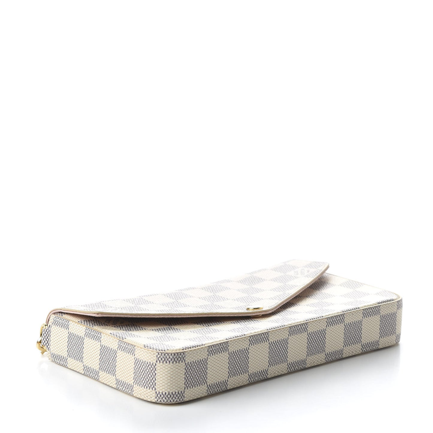 Damier Azur Pochette Felicie Chain Wallet Rose Ballerine