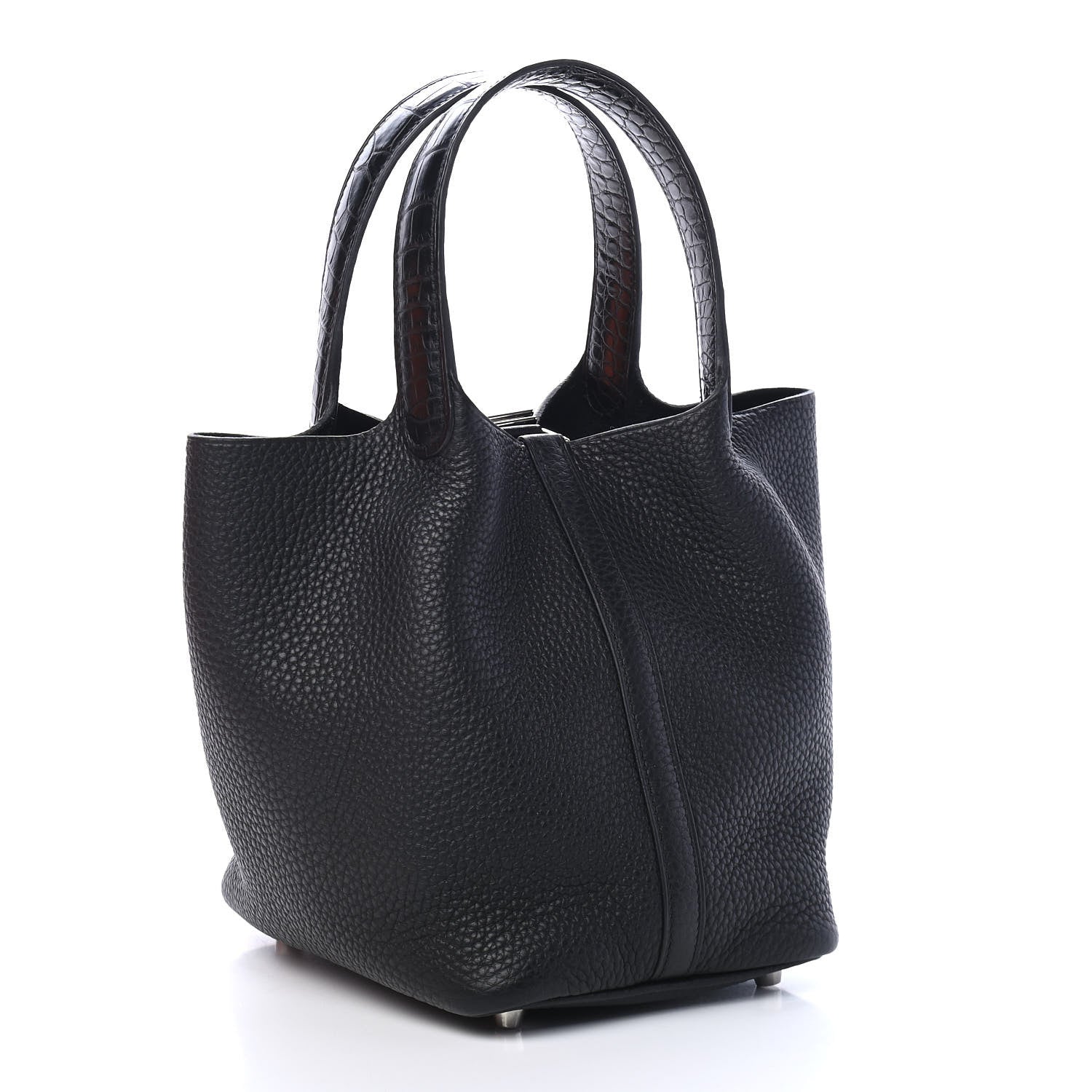 Hermes Taurillon Clemence Matte Alligator Picotin Lock Touch 18 PM Black 3 of 9