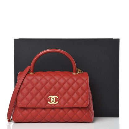Chanel Caviar Lizard Quilted Small Coco Handle Flap Red 10 of 10