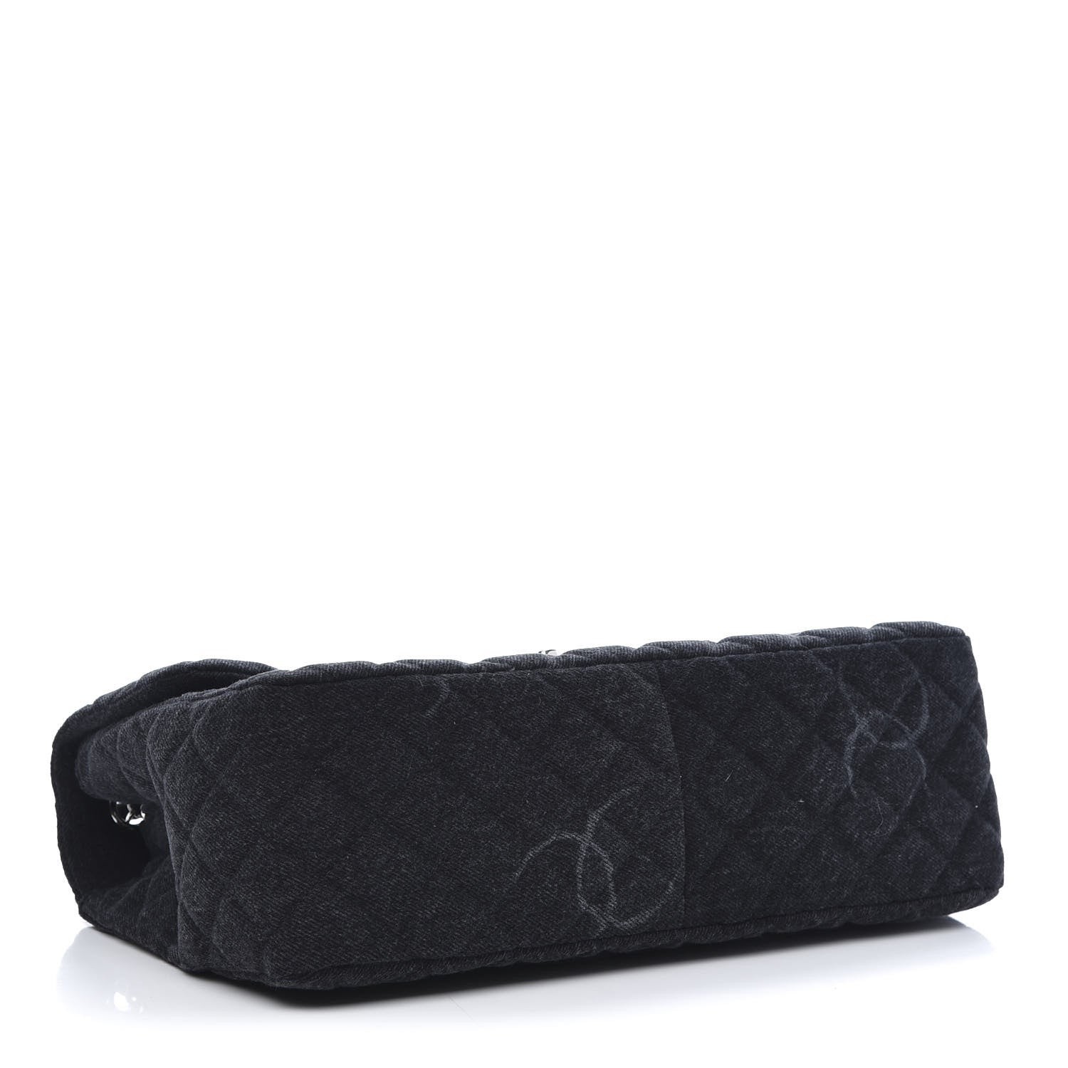 Chanel Denim Quilted CC Print Jumbo Single Flap Black 4 of 11