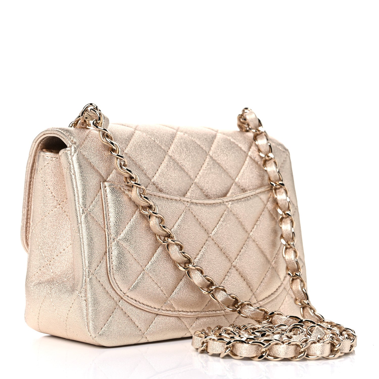 Chanel Metallic Lambskin Quilted Mini Square Flap Gold 2 of 9